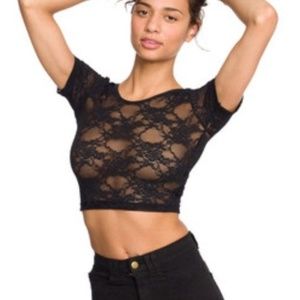American Apparel Black Lace Crop Top